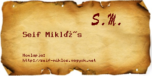 Seif Miklós névjegykártya